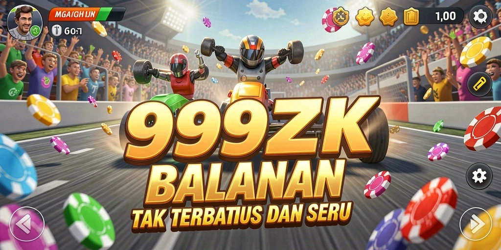 Screenshot gameplay 999ZK dengan aksi balapan seru.