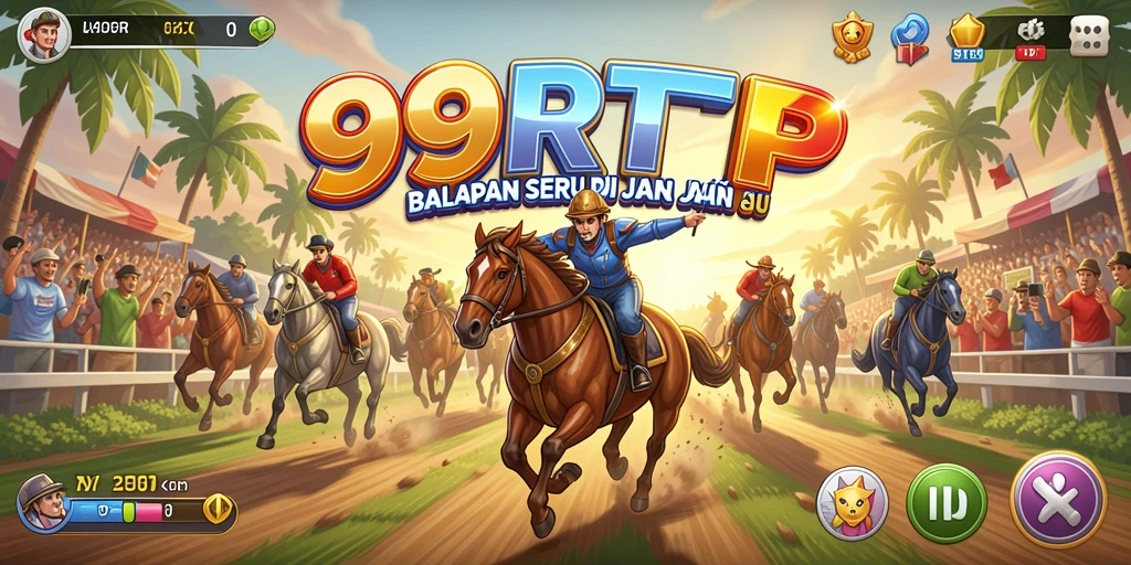 Screenshot dari gameplay seru 99RTP dengan mobil balap dan trek yang menantang.