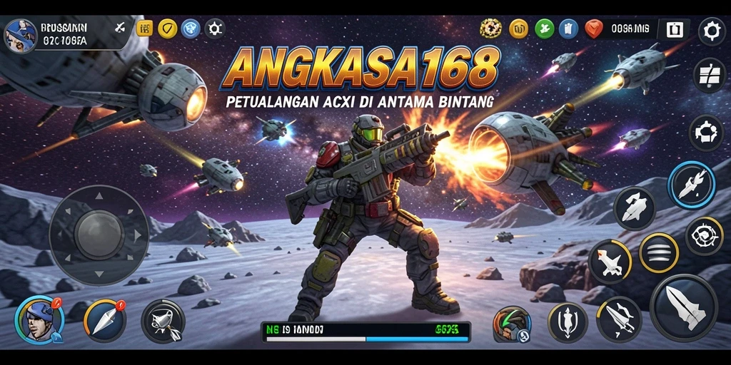 Tangkapan layar gameplay ANGKASA168 menampilkan pertempuran luar angkasa yang mendebarkan.