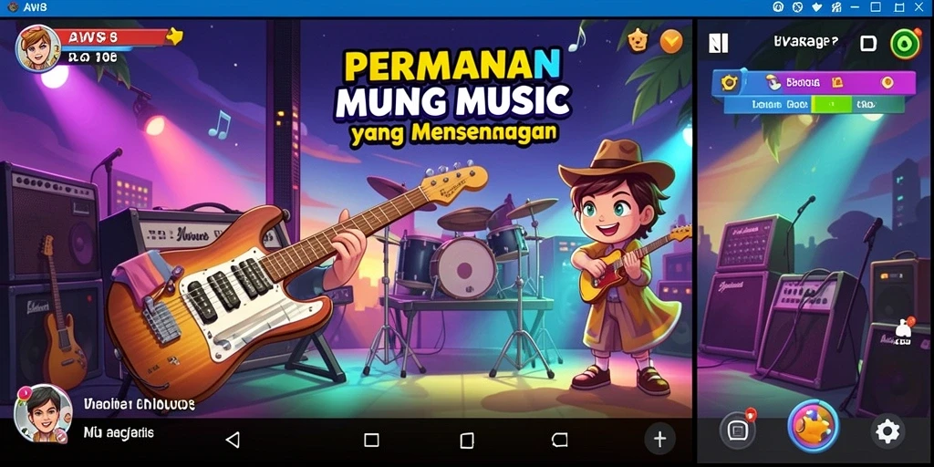 Screenshot gameplay <strong>AW8</strong> menunjukkan momen bermain musik yang seru dan interaktif.