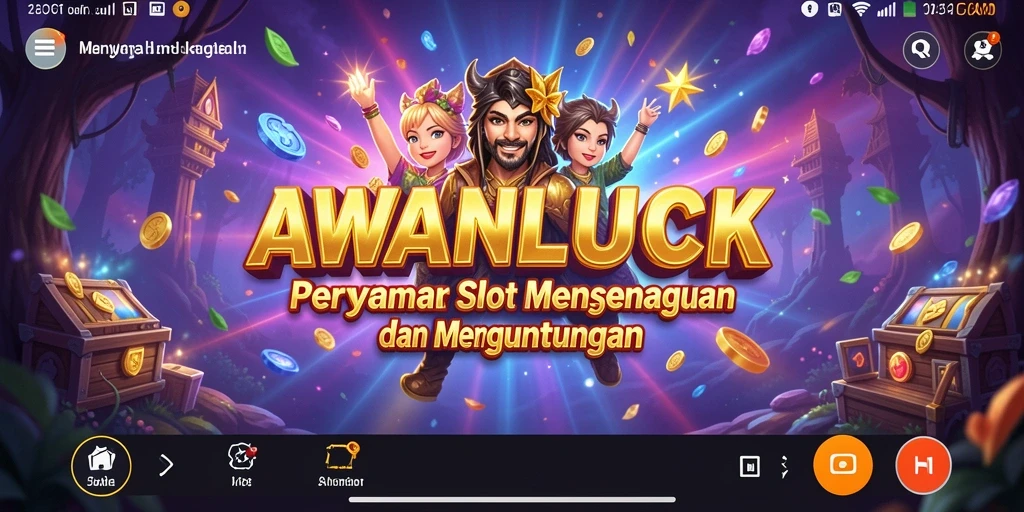 Screenshot gameplay <strong>AWANLUCK</strong> menampilkan gulungan slot yang berputar dengan simbol-simbol menarik.