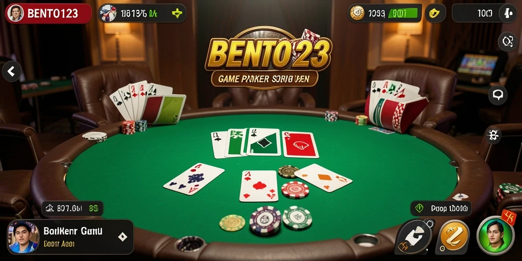 Tampilan gameplay Poker yang seru dan interaktif di BENTO123.