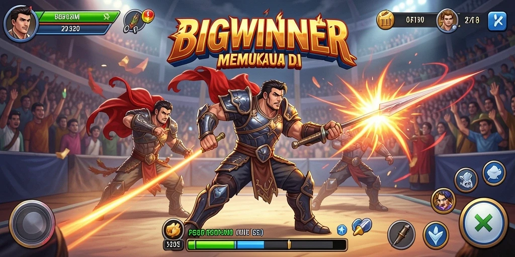 Gameplay seru dari BIGWINNER dengan aksi pertarungan yang mendebarkan.