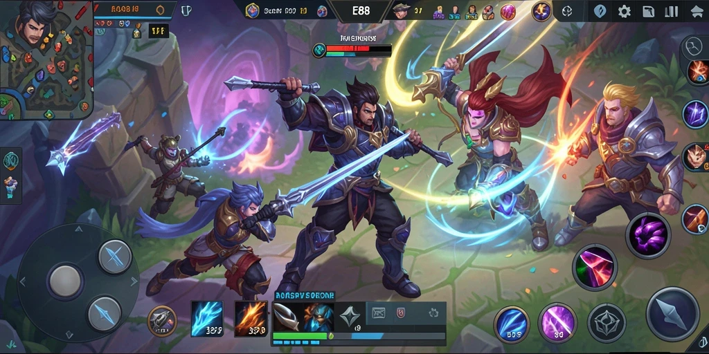 Tampilan gameplay seru dalam pertempuran tim di E88.