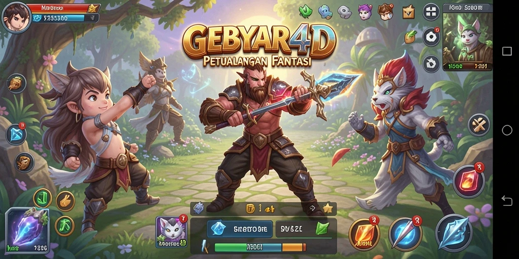 Tampilan gameplay seru GEBYAR4D dengan petualangan epik dan aksi menarik.