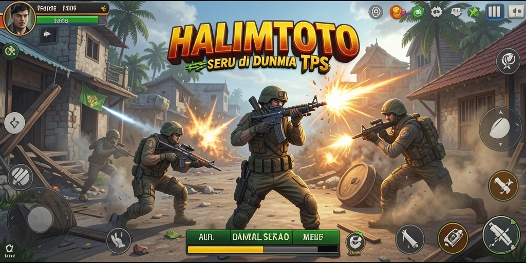Screenshot gameplay HALIMTOTO menampilkan aksi seru di medan pertempuran.