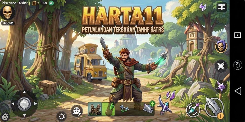 Tampilan gameplay HARTA11 yang menakjubkan di dunia terbuka.