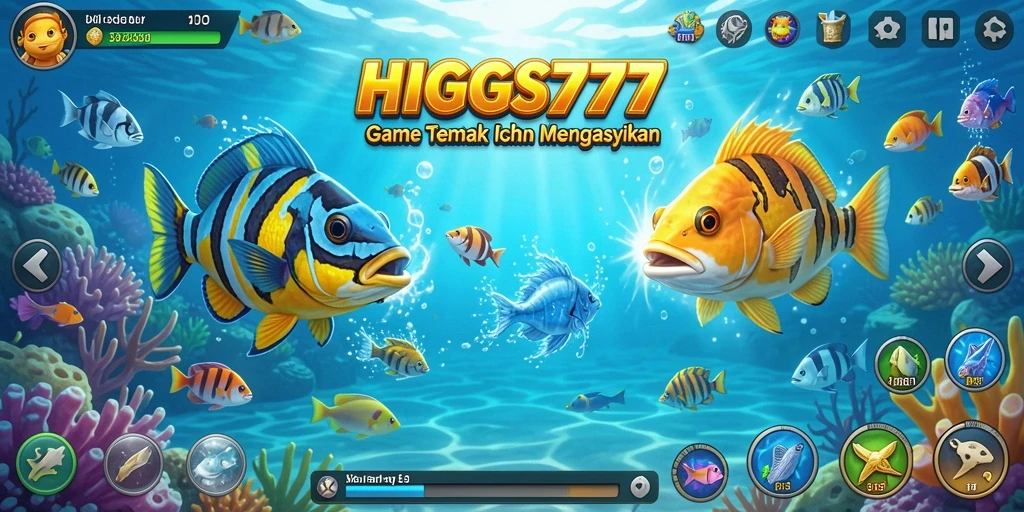 Tampilan gameplay seru di HIGGS777 saat menembak ikan.