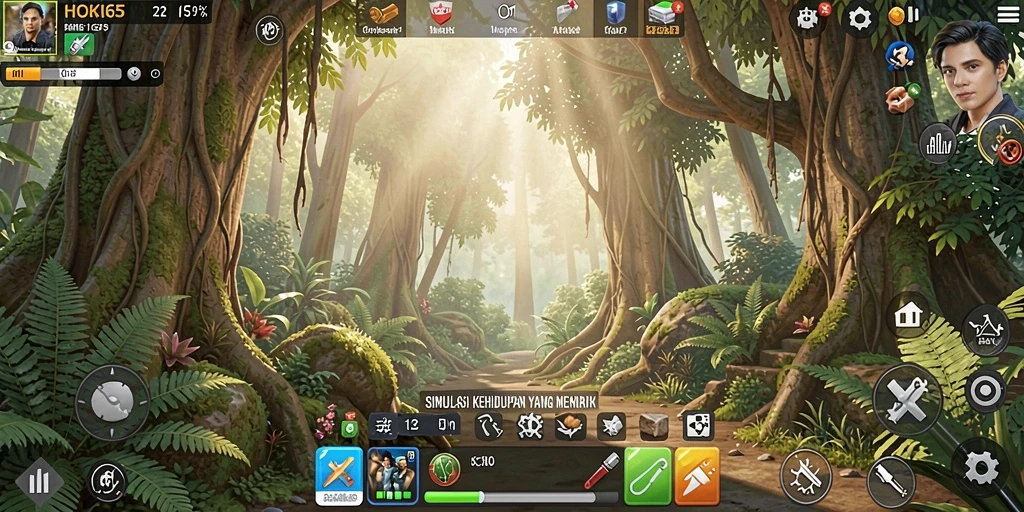 Foto tampilan gameplay HOKI65 yang menggambarkan interaksi karakter.