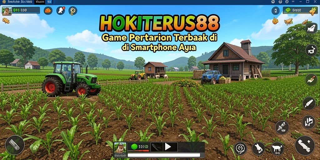 Tampilan utama HOKITERUS88 dengan grafis pertanian yang menawan.