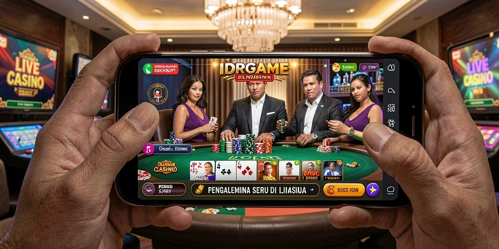 Screenshot gameplay Live Casino IDRGAME menampilkan suasana kasino yang autentik.