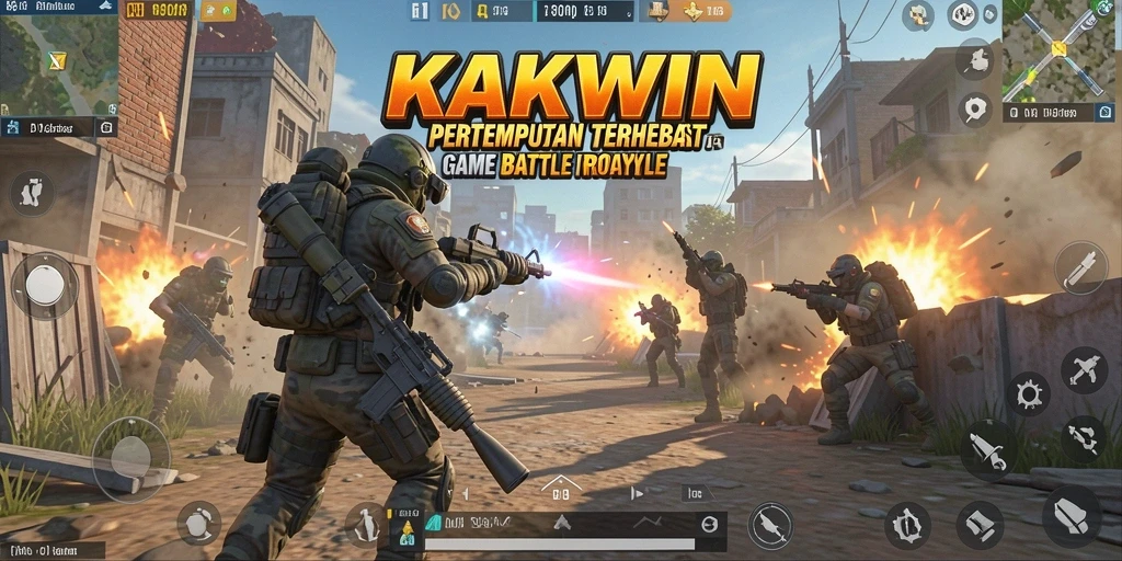 Screenshot gameplay KAKWIN menampilkan pertempuran seru di arena.