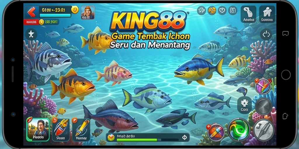 Tampilan gameplay dinamis Tembak Ikan di KING88 yang penuh aksi.