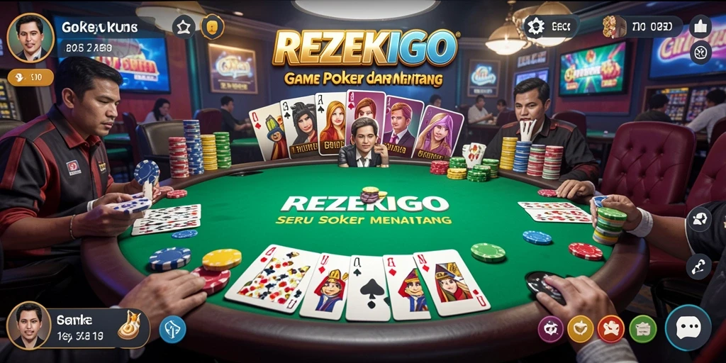 Tampilan gameplay seru di REZEKIGO saat bermain poker.