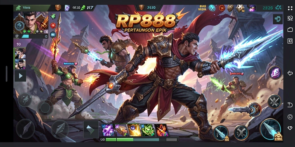 Gameplay seru RP888 di arena 5v5 yang mendebarkan.