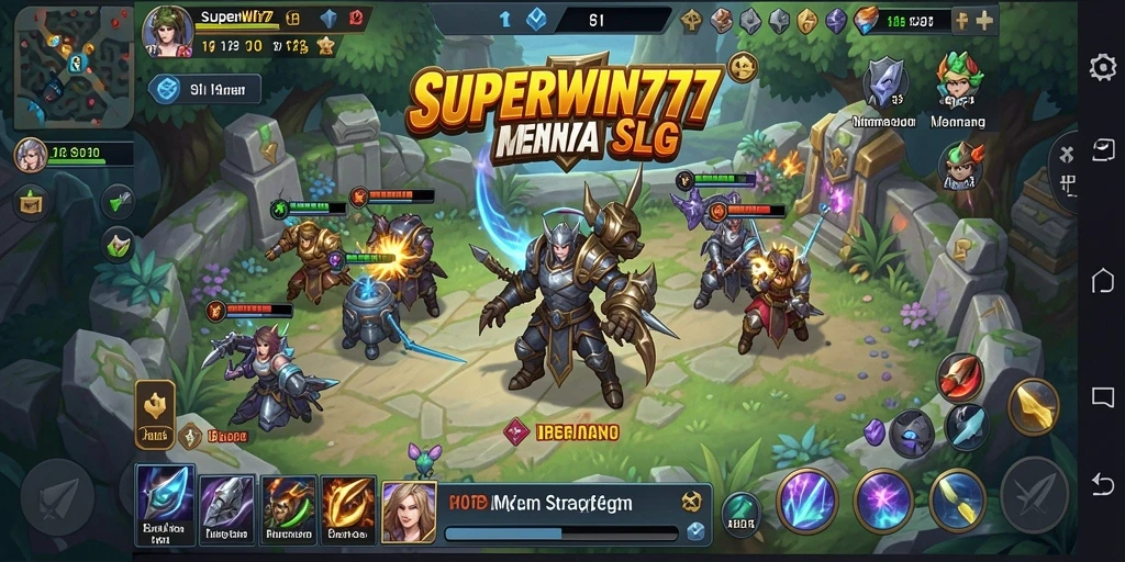 Tangkapan layar gameplay SUPERWIN777 yang menunjukkan pertempuran strategis.