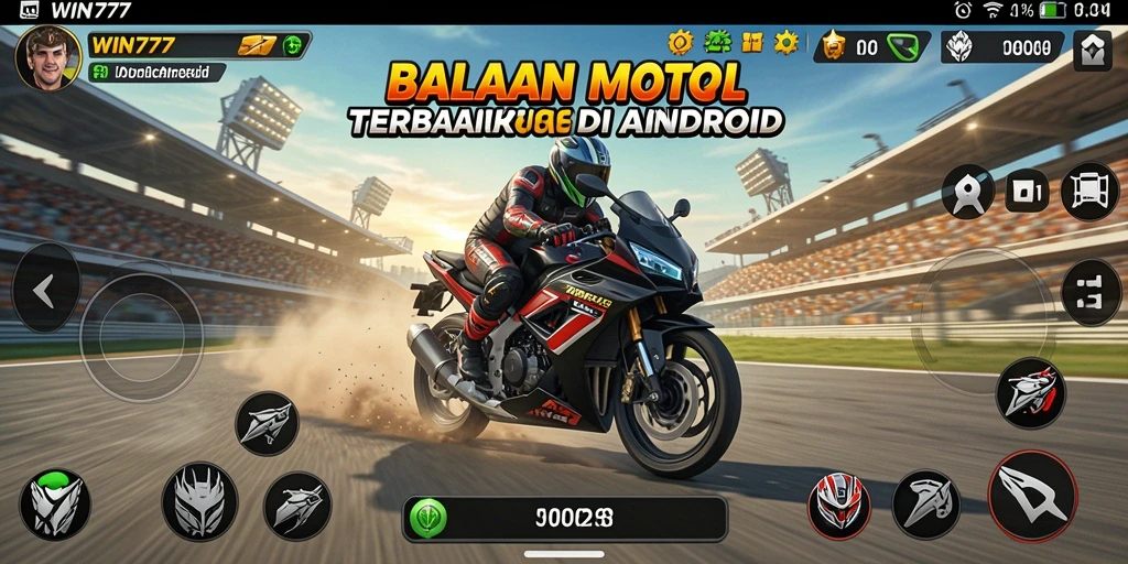 Tampilan gameplay balapan motor yang seru dan mendebarkan.
